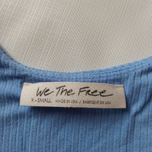 We The Free Blue Ribbed Sleeveless Cropped V-Neck Wrap Style Tie Top Women's XS - Picture 4 of 12